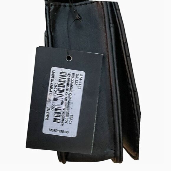 Badgly Mischka Black Chainlink Strap Crossbody Quiet Luxury Career Classic Bag - Picture 5 of 5